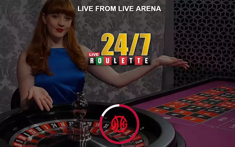 24/7 live roulette banner