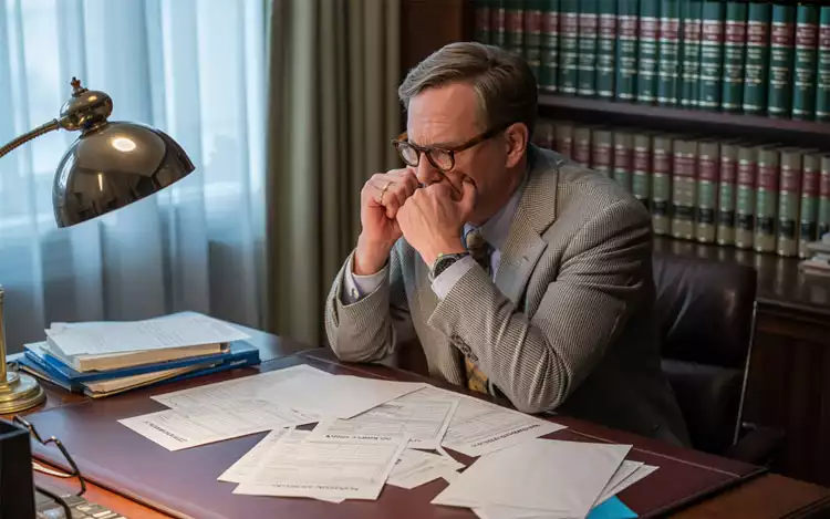 A-person-seated-at-a-desk-with-tax-papers-scattered