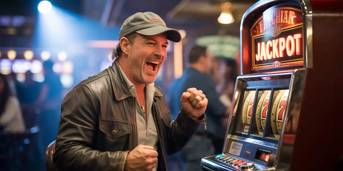 A-player-at-a-slot-machine-cheering