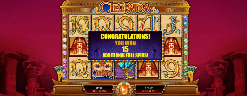 cleopatra free spins