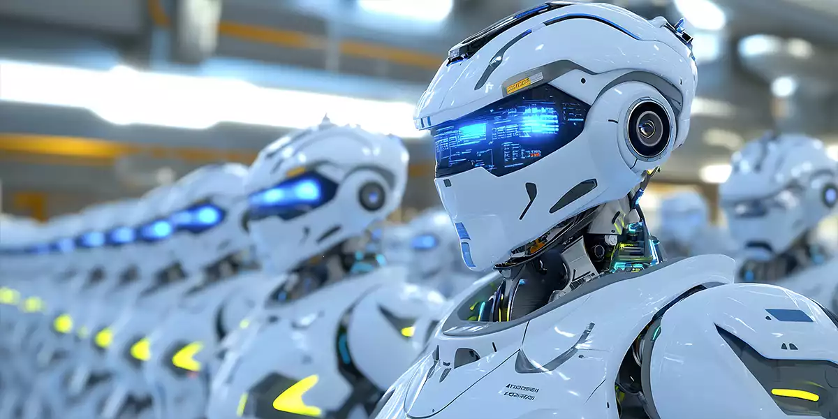 Close-up-image-of-robots-in-a-futuristic-setting