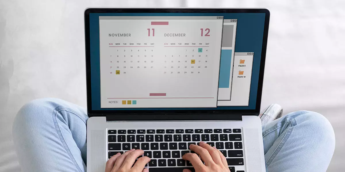 Close-up-of-a-computer-screen-showing-a-calendar
