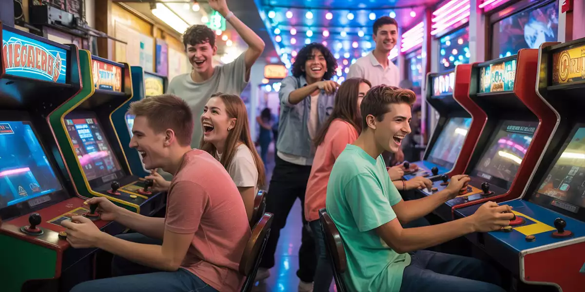 Group-of-young-people-playing-arcade