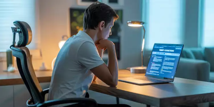 Player-reading-online-casino-account-terms-carefully