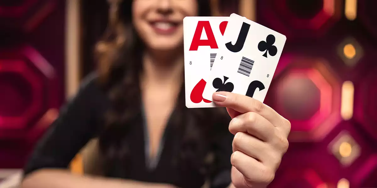 a natural blackjack hand being held by the dealer