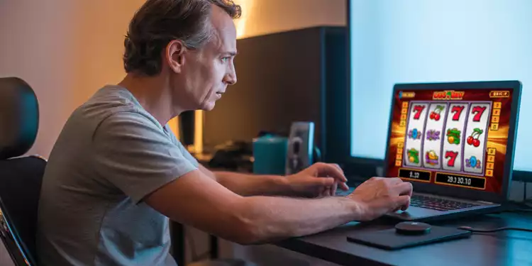 adult-playing-online-slot-games-on-a-laptop