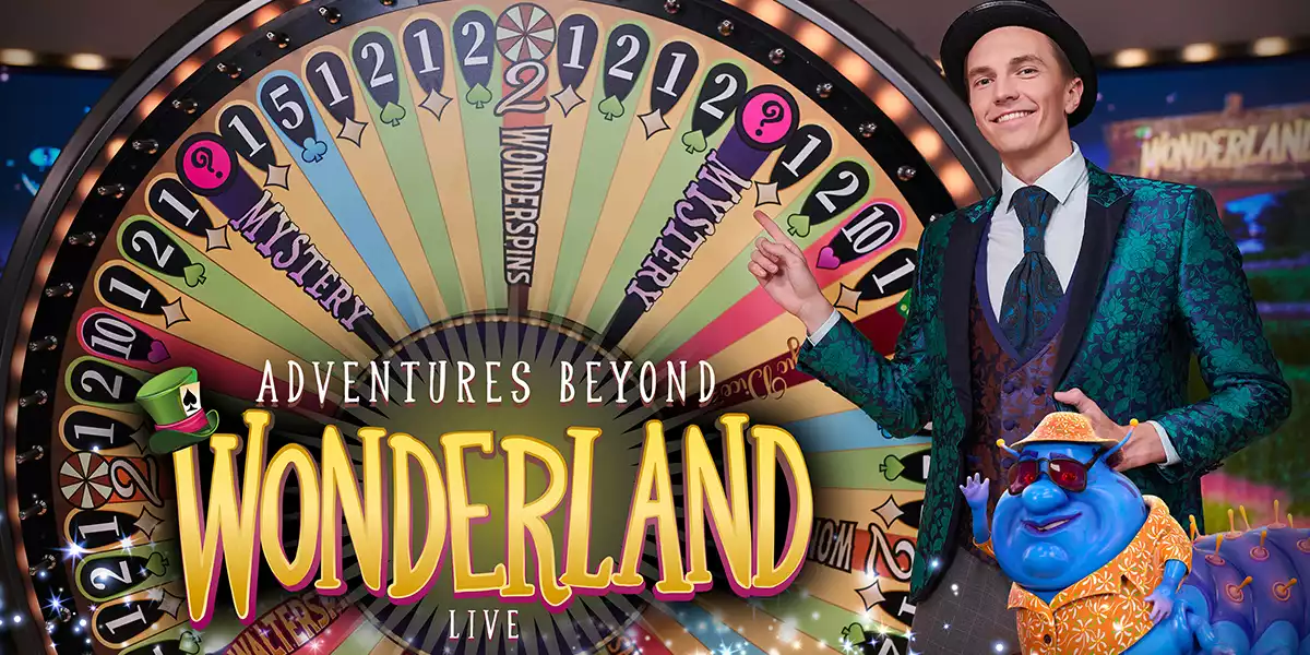 adventures beyond wonderland banner with male host