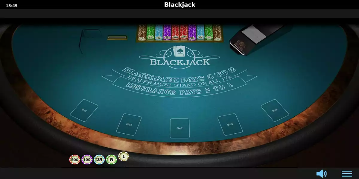 blackjack 5 hand game screen