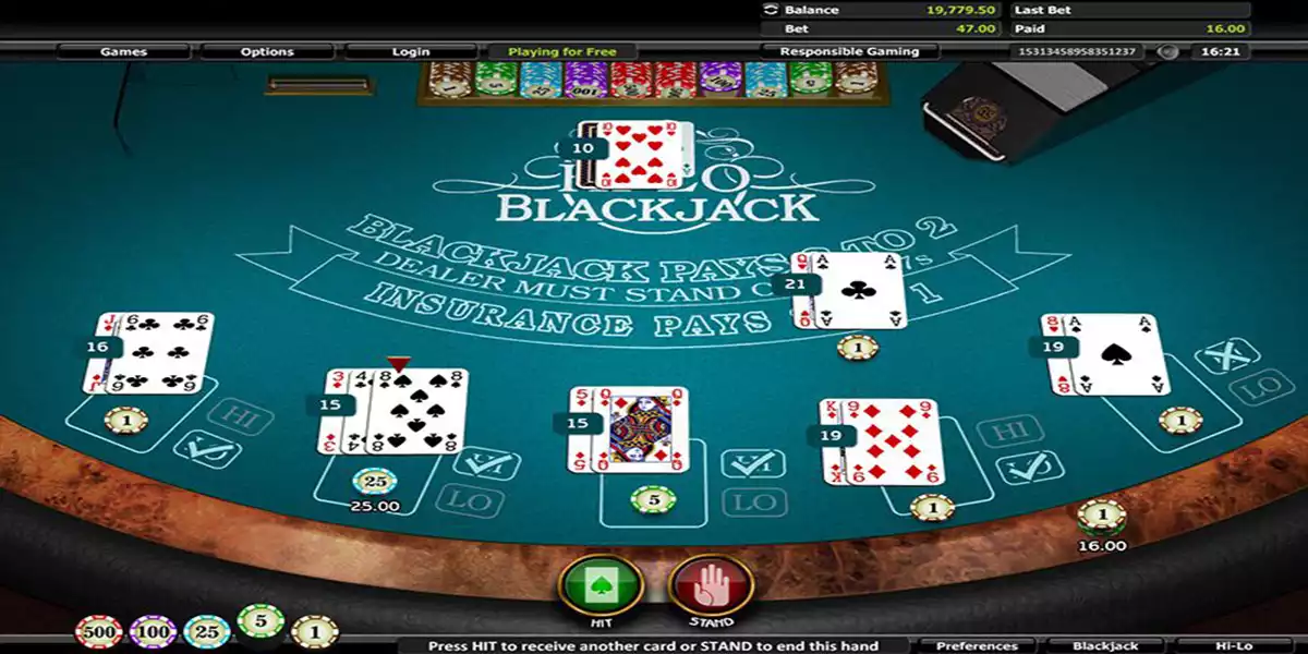 blackjack 5 hand gameplay with hands on table