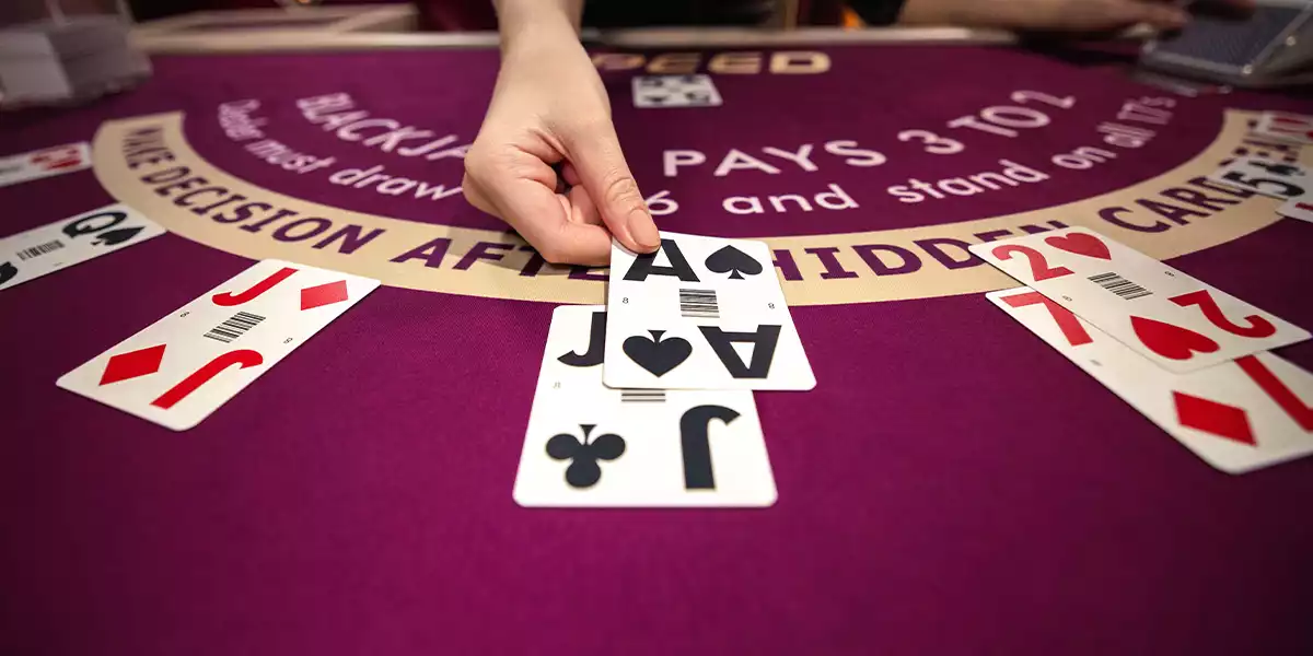 blackjack cards on a table