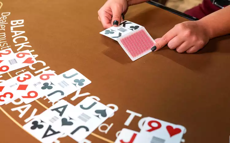 cards on a blackjack table game