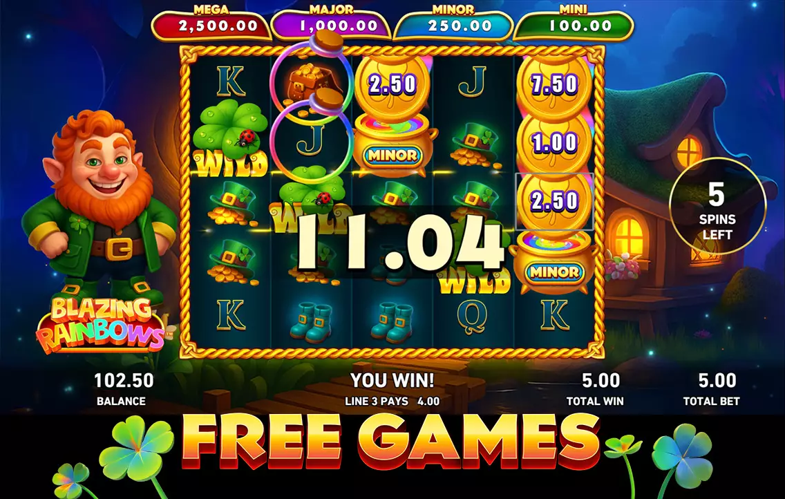 blazing rainbows free games feature