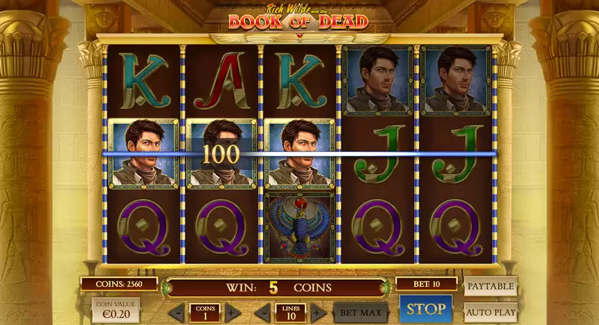 book of dead game screen
