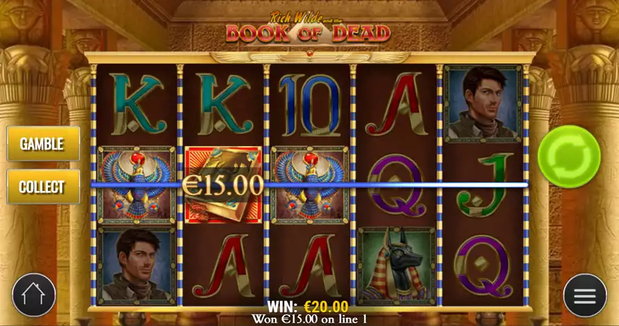 book of dead winning line