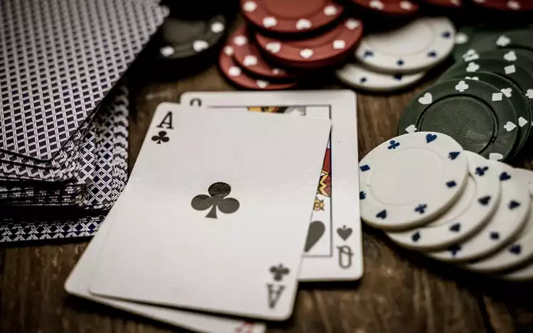 casino cards and chips for blackjack game