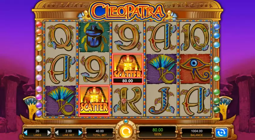 cleopatra reel screen with scatters