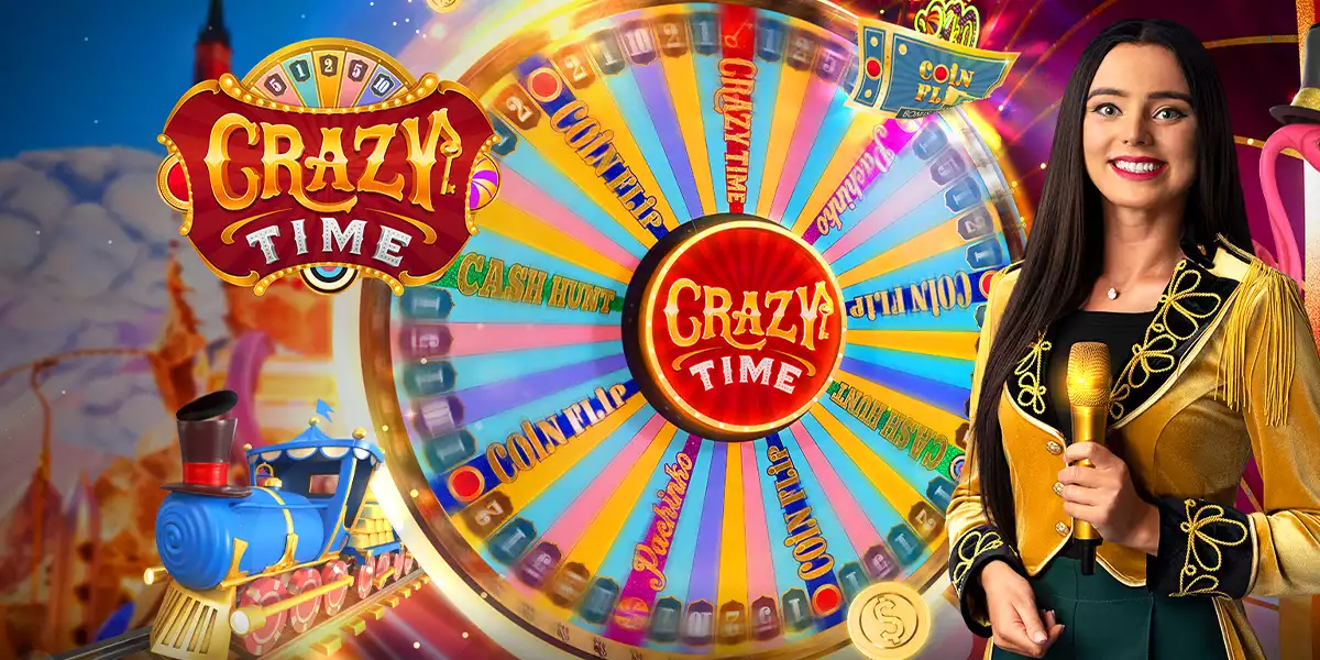 crazy time banner with female host