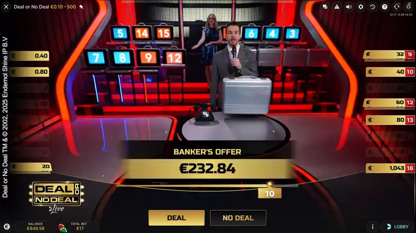 deal or no deal gameplay with hosts and bankers offer