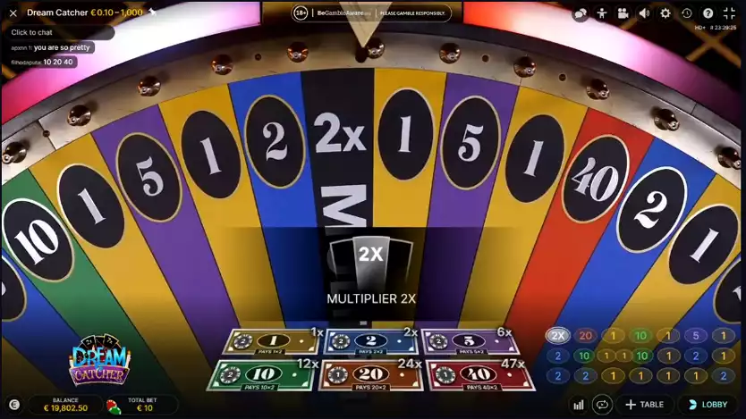 dream catcher wheel game screen
