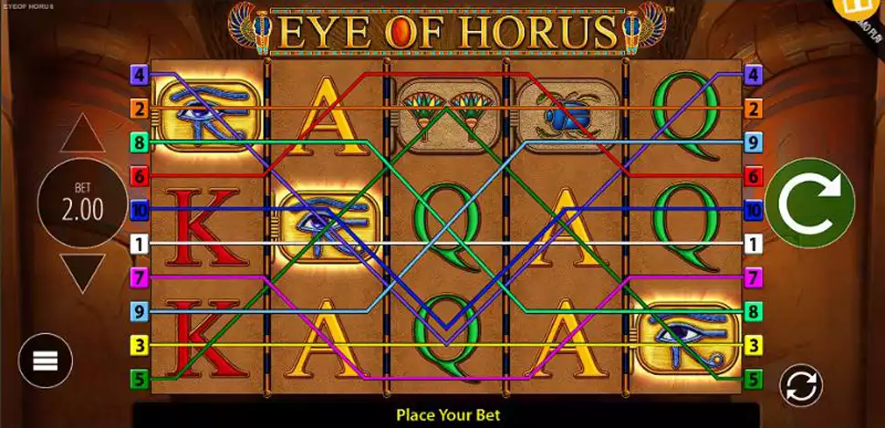 eye of horus reel screen with winning lines