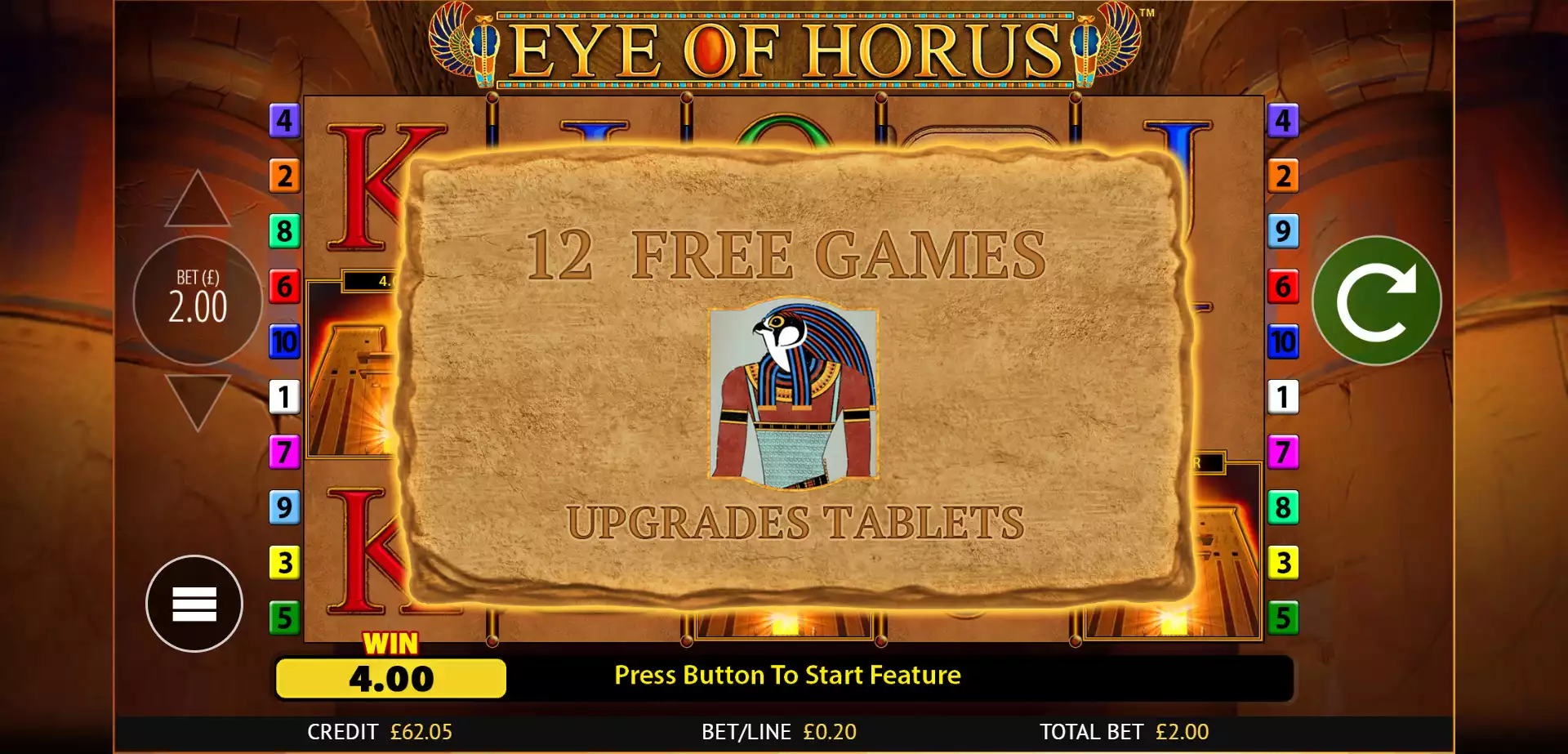 eye of horus slot in-game preview
