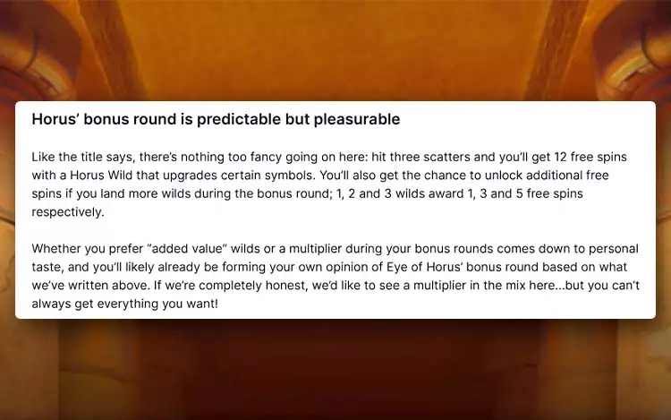 eye of horus user review from casino.org