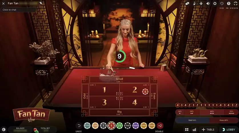fan tan live gameplay - basic playing view