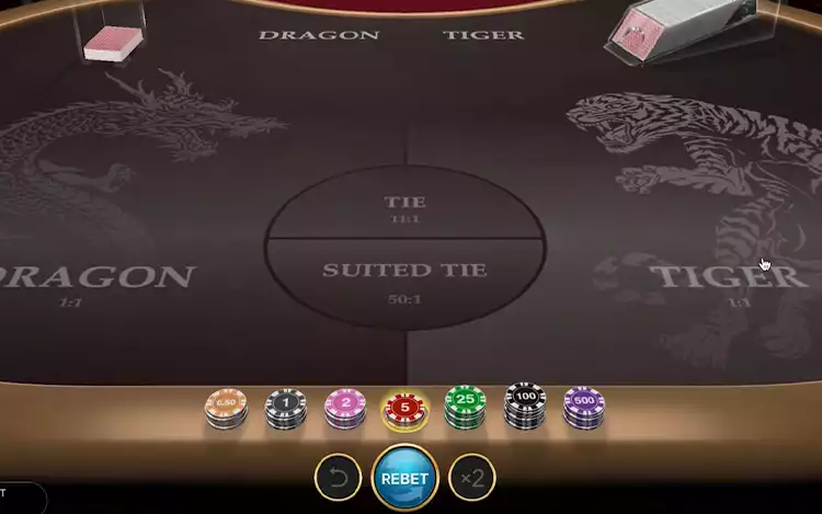 first person dragon tiger buttons and bet chips