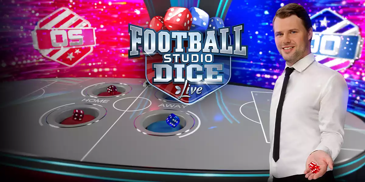 football studio dice banner with male host