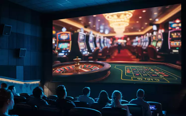 french roulette table in cinema screen