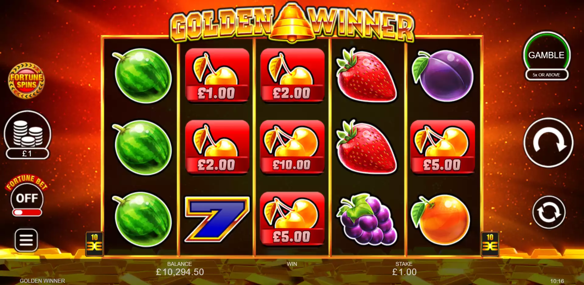 golden winner feature - cherry symbols