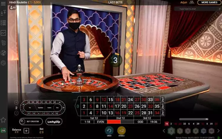 hindi roulette game screen with male host