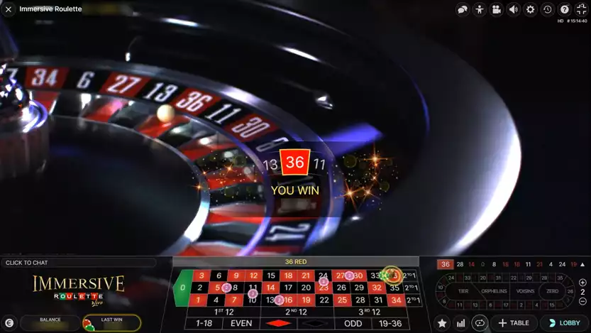 immersive roulette live game screen with wheel close up and winning number