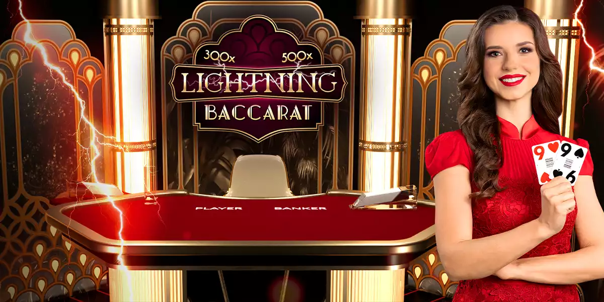lightning baccarat banner with female host