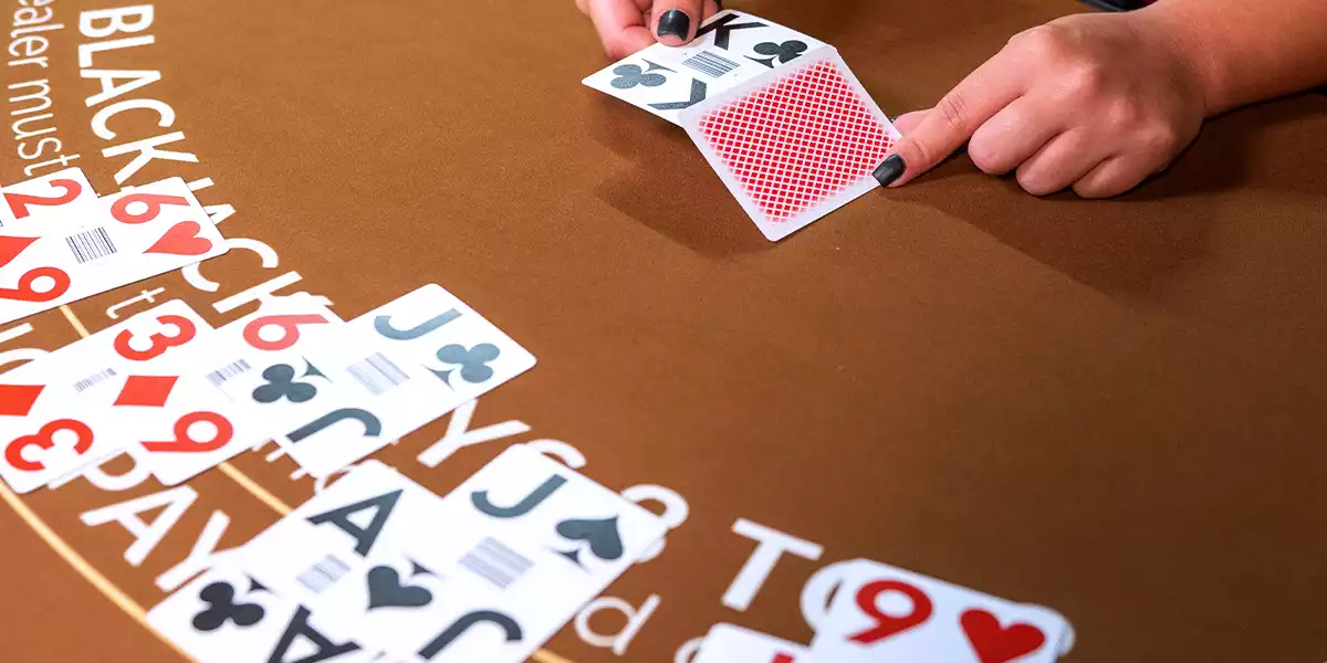 live casino blackjack table with dealer