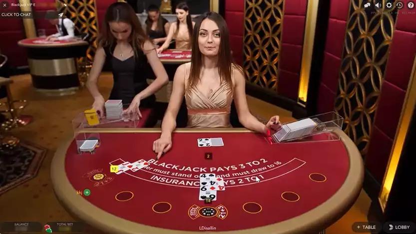 live dealer in blackjack vip game