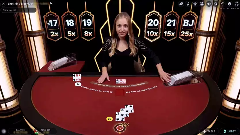 female live dealer in lightning blackjack