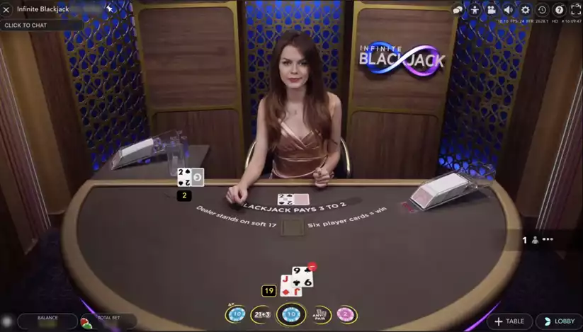 live infinite blackjack with dealer