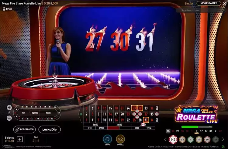 mega fire blaze roulette in-game previews