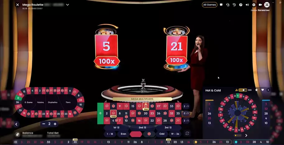 betting in mega roulette table
