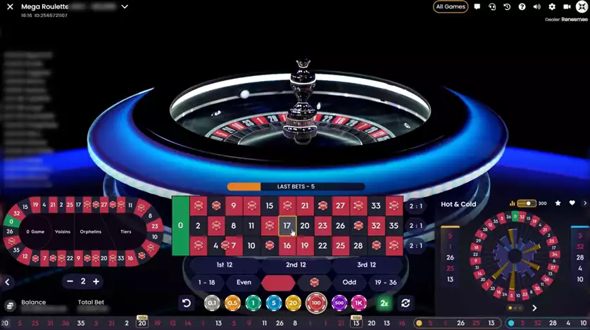 spinning wheel in mega roulette live