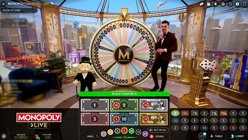 monopoly live game screen