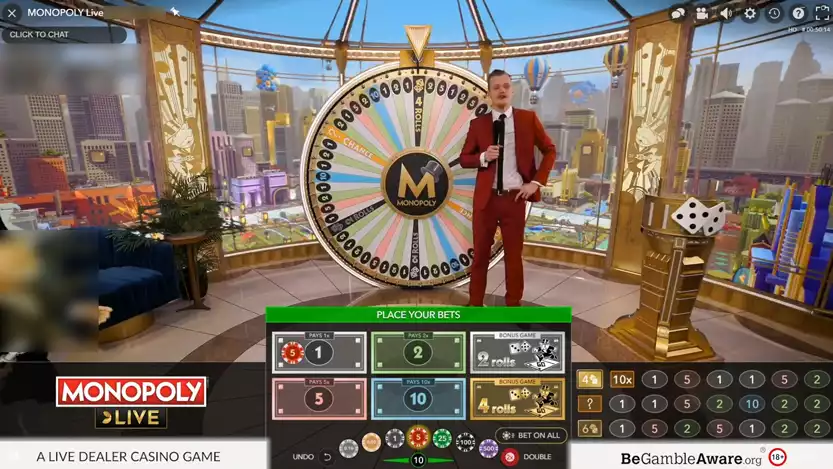  monopoly live gameplay screen with male host