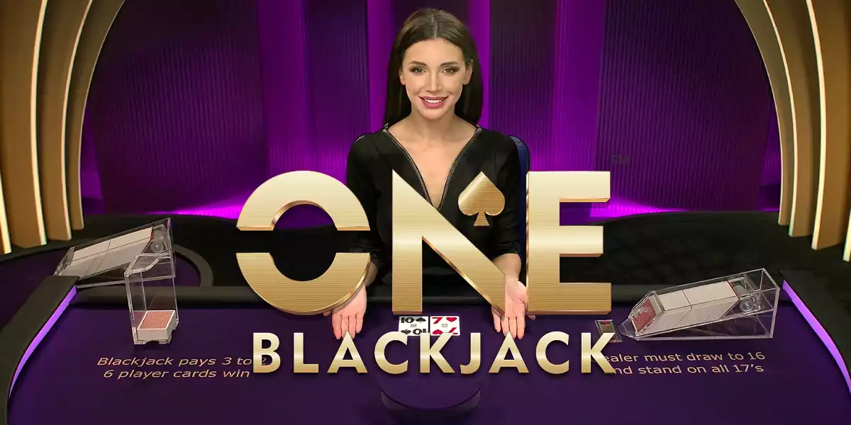 one blackjack banner with female host