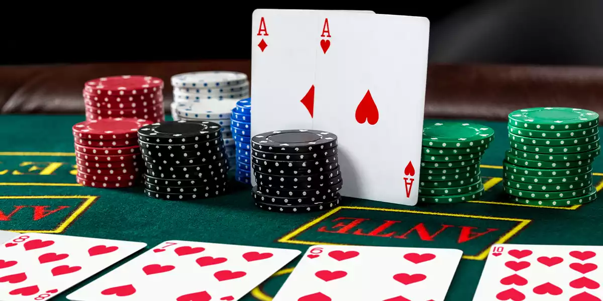 poker cards on table with chips