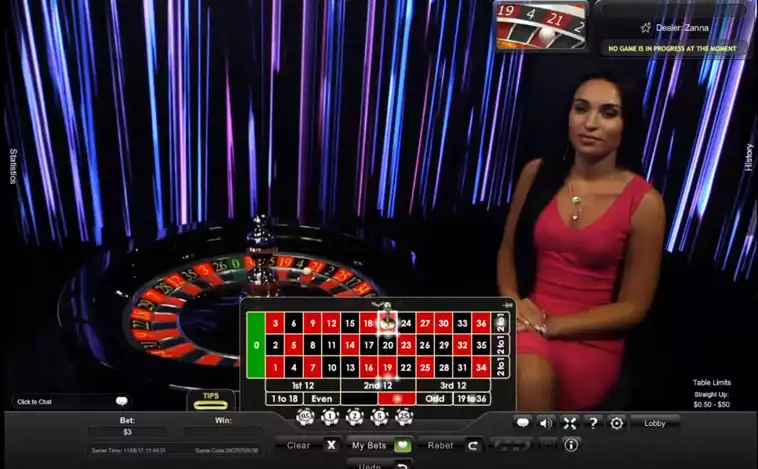 prestige roulette game screen with female host