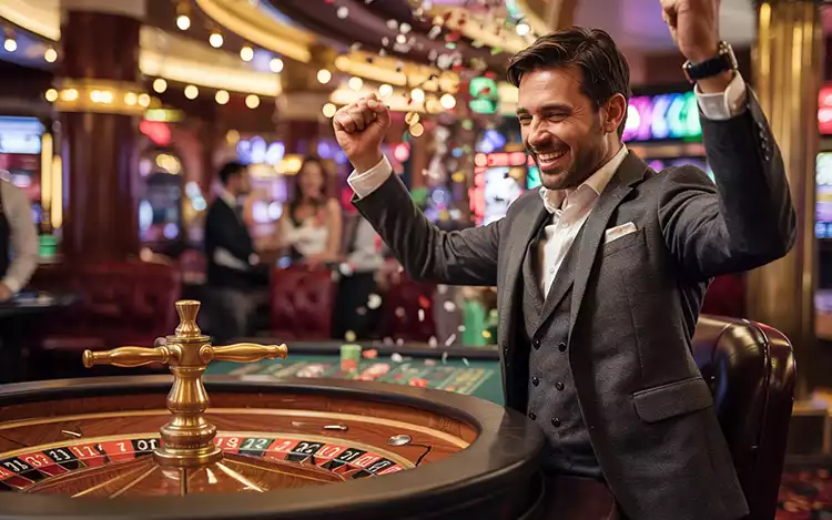 roulette player celebrating
