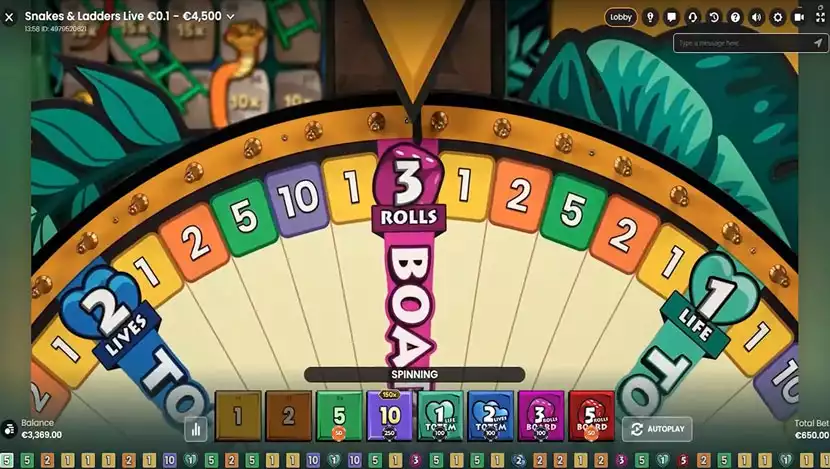snakes and ladders live gameplay wheel