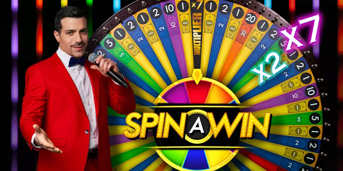 spin a win live banner with male host