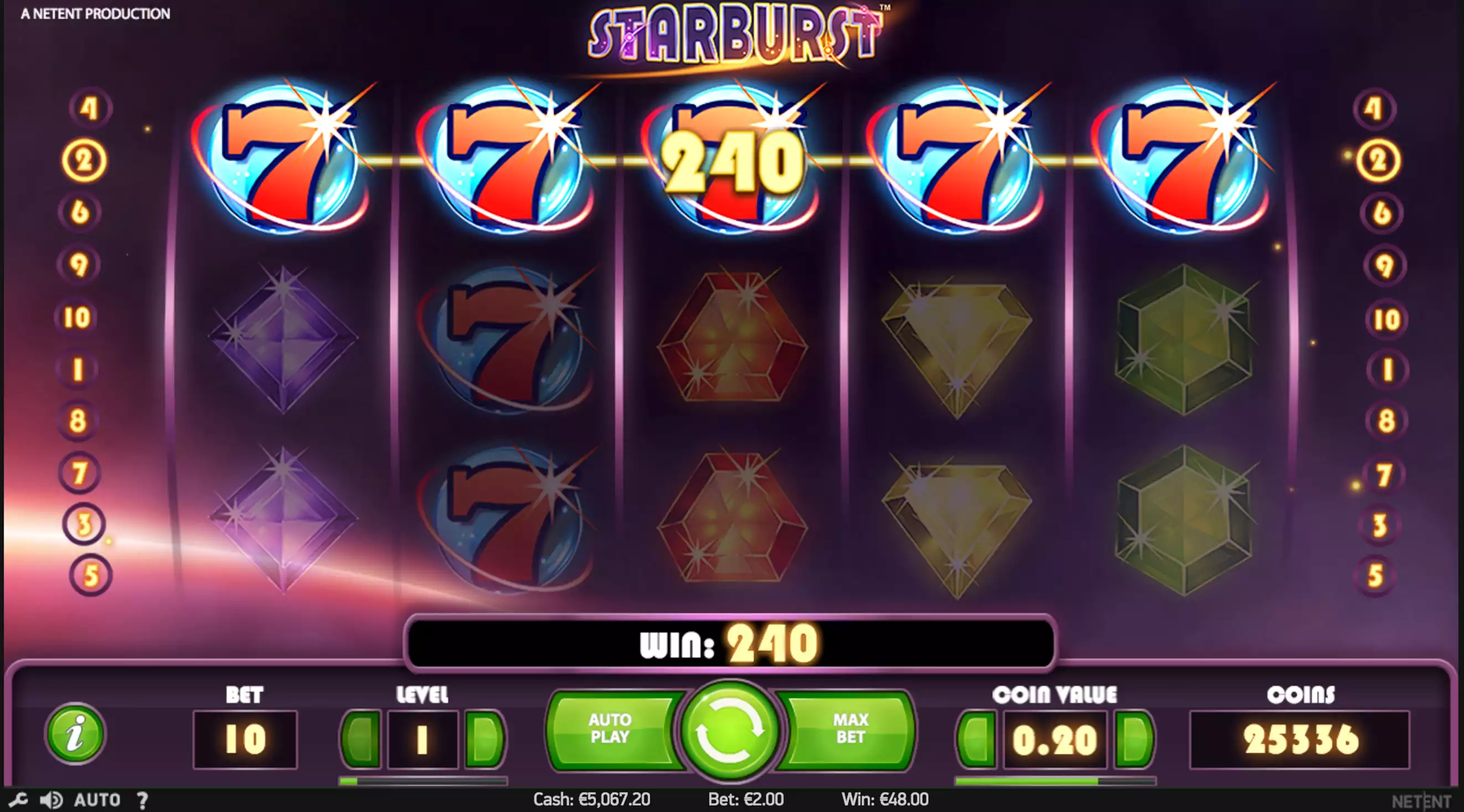 starburst slot in-game preview